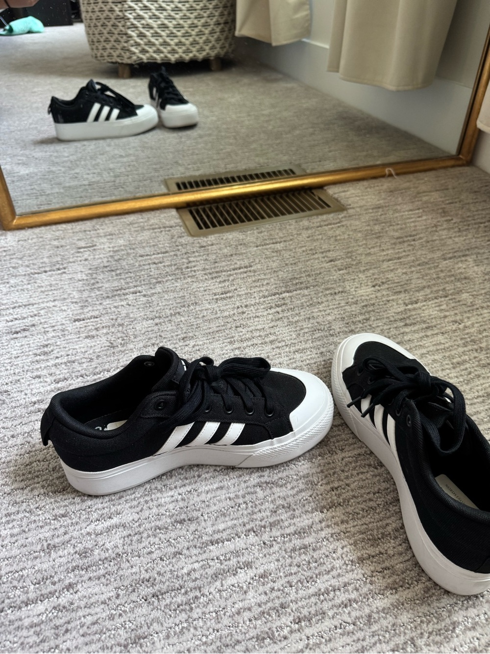 adidas Black and White Platform Lace-Up Sneakers - Picture 8 of 8